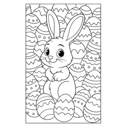 Раскраска Кролик и море пасхальных яиц
