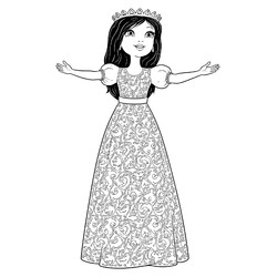 Раскраска Царевна Соня в праздничном платье