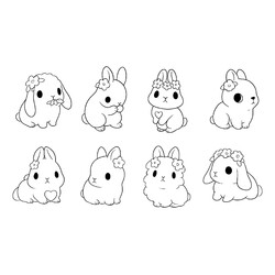 Раскраска Восемь милых зайчат