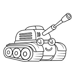 Раскраска Мультяшный танк для детей