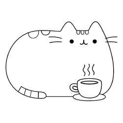 Раскраска Пушин и кофе