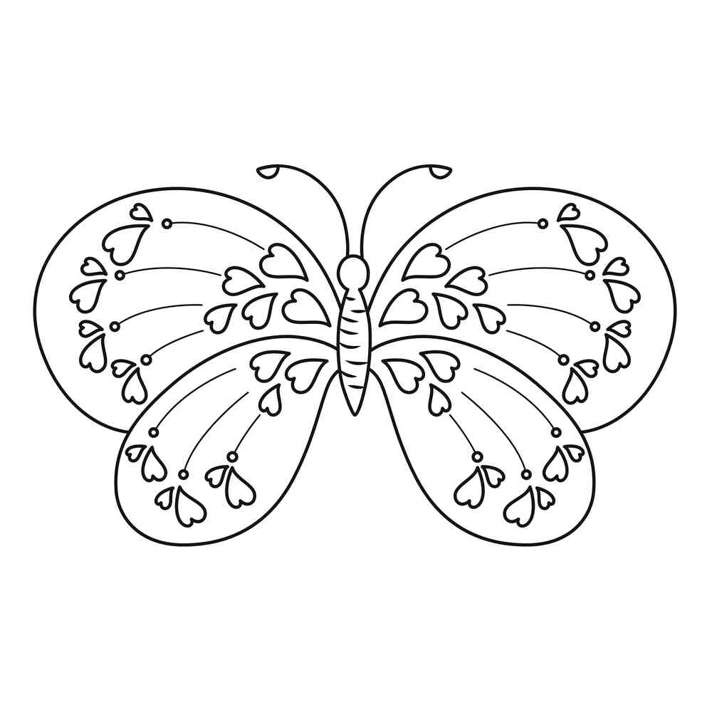 Раскраска Бабочка с сердечками распечатать или скачать