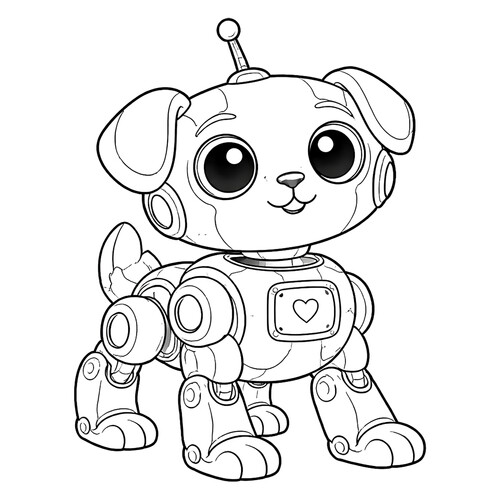 Раскраска Милый робот щенок