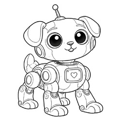 Раскраска Милый робот щенок
