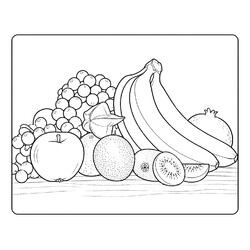 Раскраска Фрукты на столе