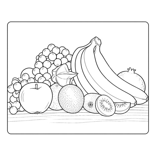 Раскраска Фрукты на столе