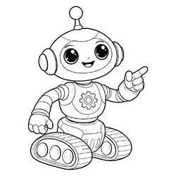 Раскраска Малыш робот на гусеницах
