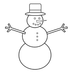 Раскраска Простой Снеговик с ветками-ручками