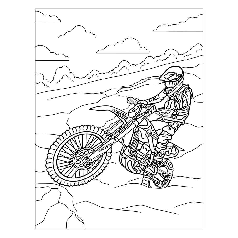 Раскраска Мотокросс команды Данлоп | распечатать раскраски для детей