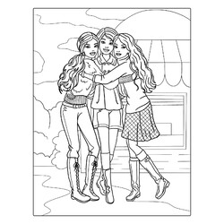 Раскраска Барби с подружками