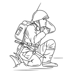 Раскраска Солдат связист