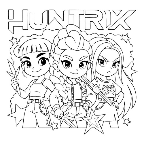 Раскраска Чиби Хантрикс