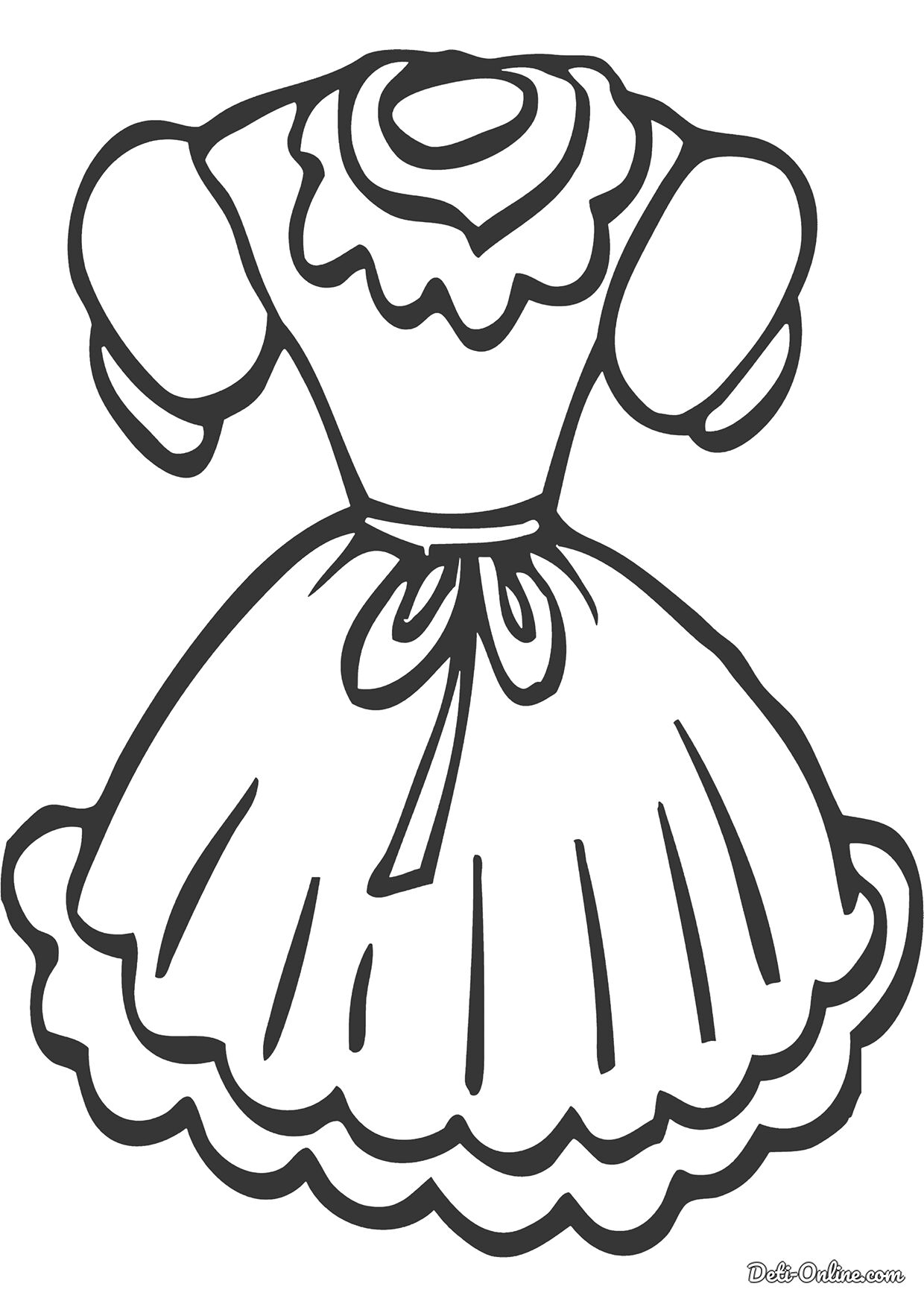 Раскраска Девочка в платье - детские раскраски распечатать бесплатно