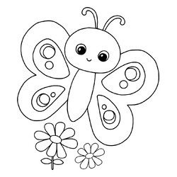 Раскраска Бабочка с цветами для малышей