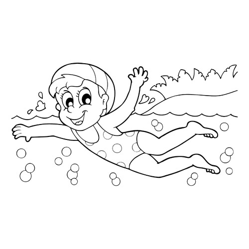 Девочка плавает