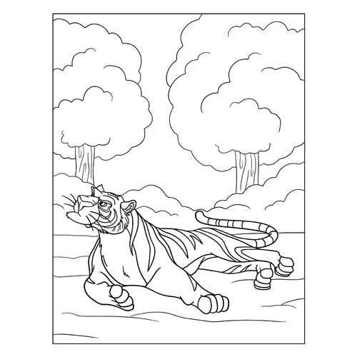 Раскраска Тигр из мультфильма про Аладдина