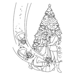 Раскраска Аврора, феи и принц на Новый год