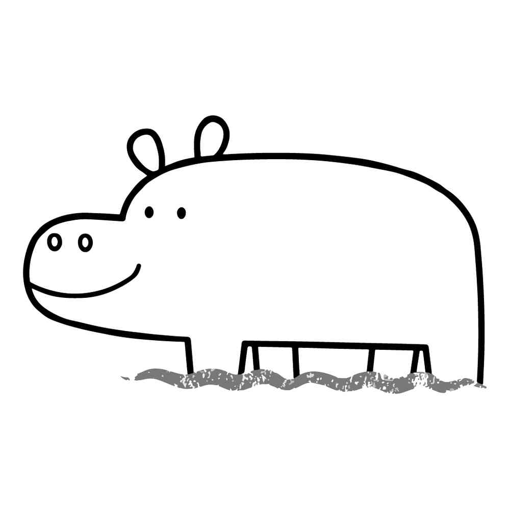Раскраска Бегемот для малышей распечатать или скачать