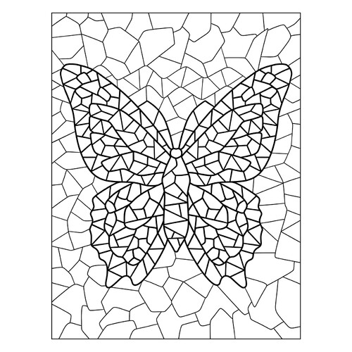 Раскраска Мозаика бабочка