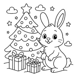 Зайка возле ёлки с подарками