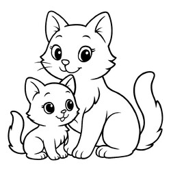 Мама-кошка и дочка-котенок