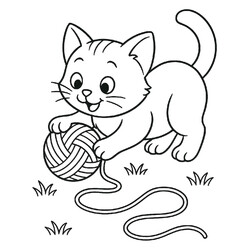 Котик играет с нитками