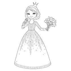 Раскраска Царевна Василиса в праздничном платье