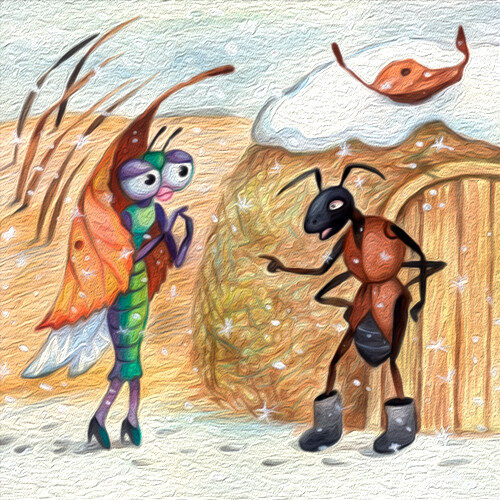 картинка стрекоза и муравей