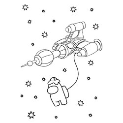 Раскраска Амонг Ас космический корабль и астронавт