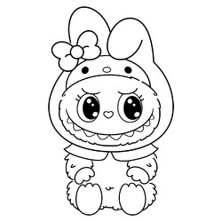 Раскраска Лабубу в костюме Май Мелоди