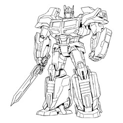 Раскраска Автобот Оптимус в Праймарианской вселенной