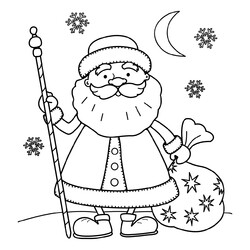 Раскраски Дед мороз и Снегурочка. Распечатать картинки на Новый год.