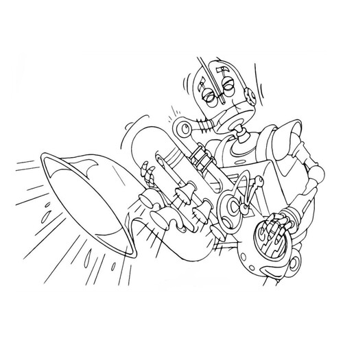Раскраска Робот играет на саксофоне