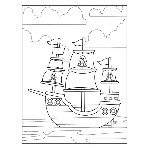 Раскраска Простой пиратский корабль