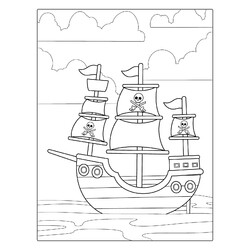 Раскраска Простой пиратский корабль