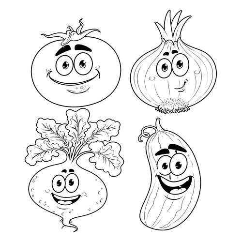Раскраска Милые овощи