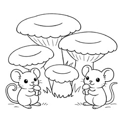 Раскраска Грибы и мышки