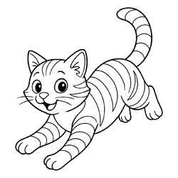 Полосатый кот в прыжке