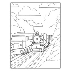 Раскраска Поезд и паровоз