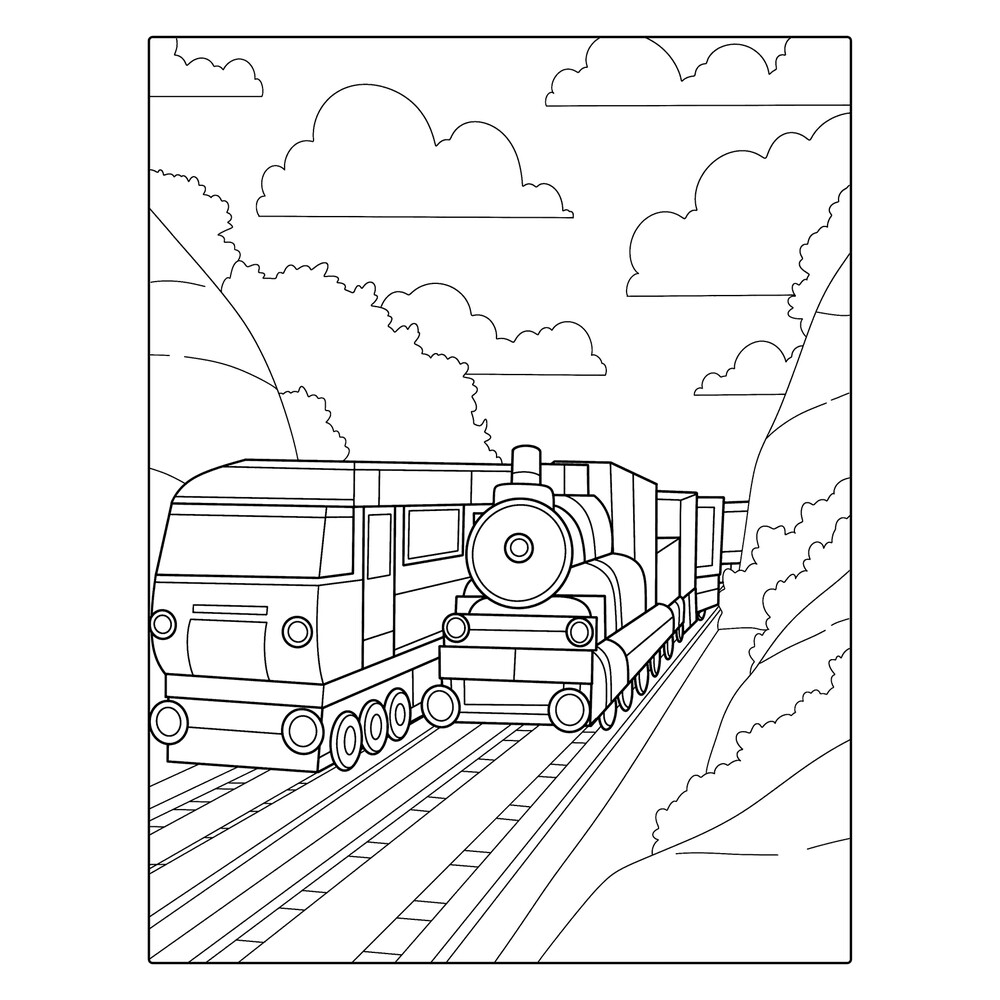 Раскраски мультфильм поезд | Премиум векторы