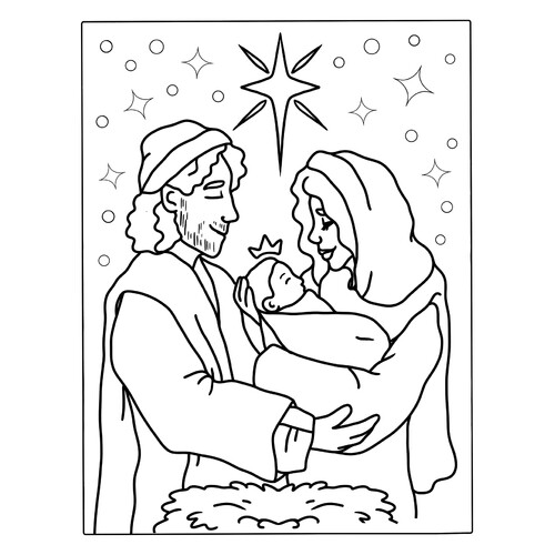 Раскраска Маленький Иисус на руках у матери