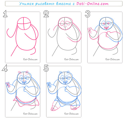 Как нарисовать Кунг-фу панду