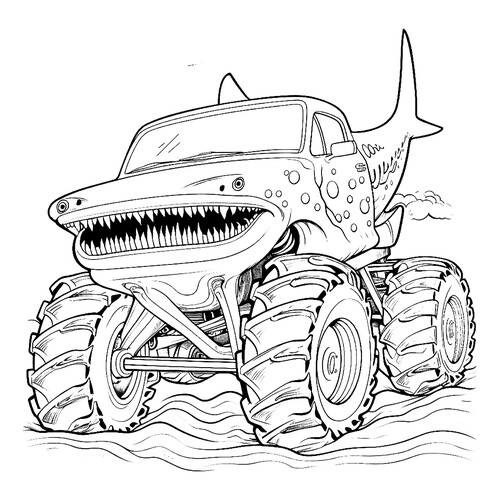 Раскраска Монстр Трак Зубастая акула