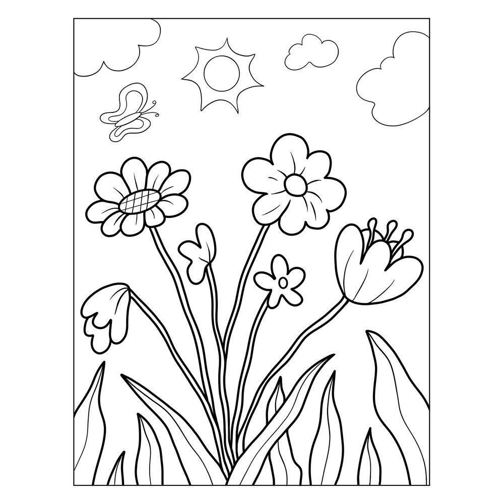Раскраска Полевые цветочки | распечатать раскраски для детей