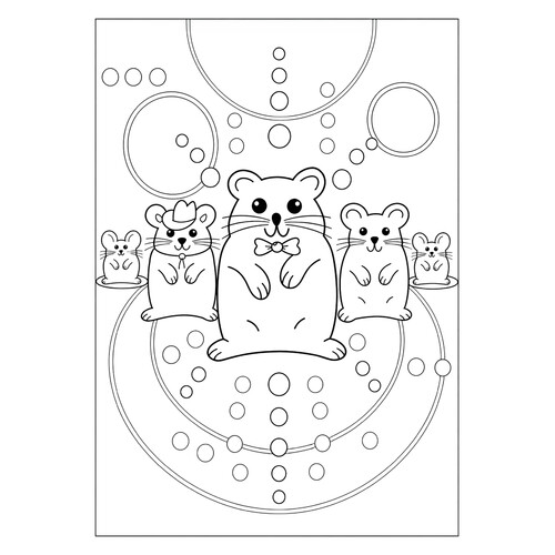 Раскраска Милые танцующие хомячки