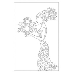 Раскраска Девушка из цветов на 8 марта