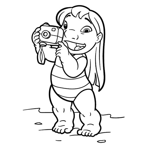 Раскраска Лило с фотоаппаратом