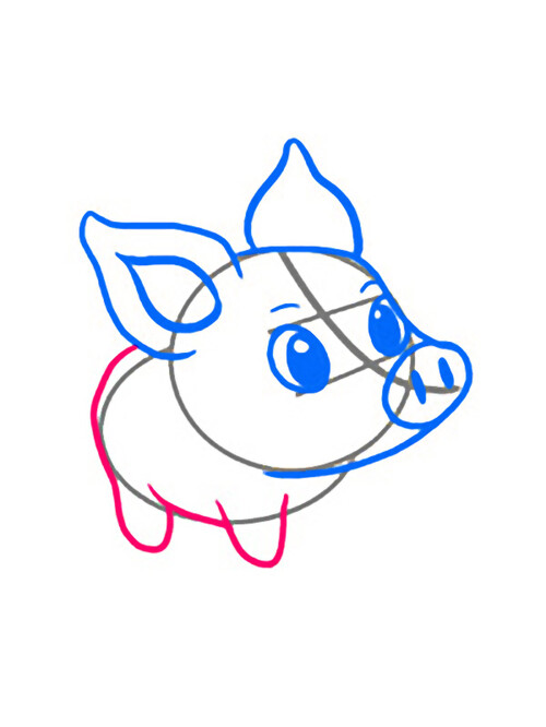 Как нарисовать свинью символ 2019 года 5