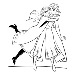Раскраска Анна обнимает Эльзу