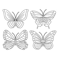 Раскраска Набор из 4 бабочек